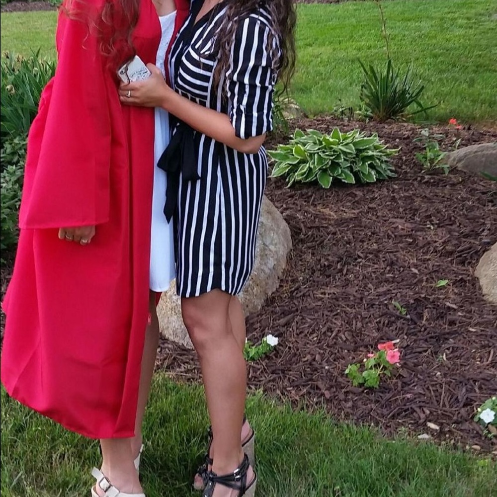 Striped button up collared dress